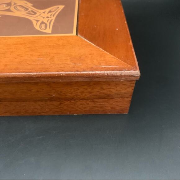 Vintage Roxana Leask Copper 11.5” Keepsake Whale Box Alaskan Art - Picture 9 of 15